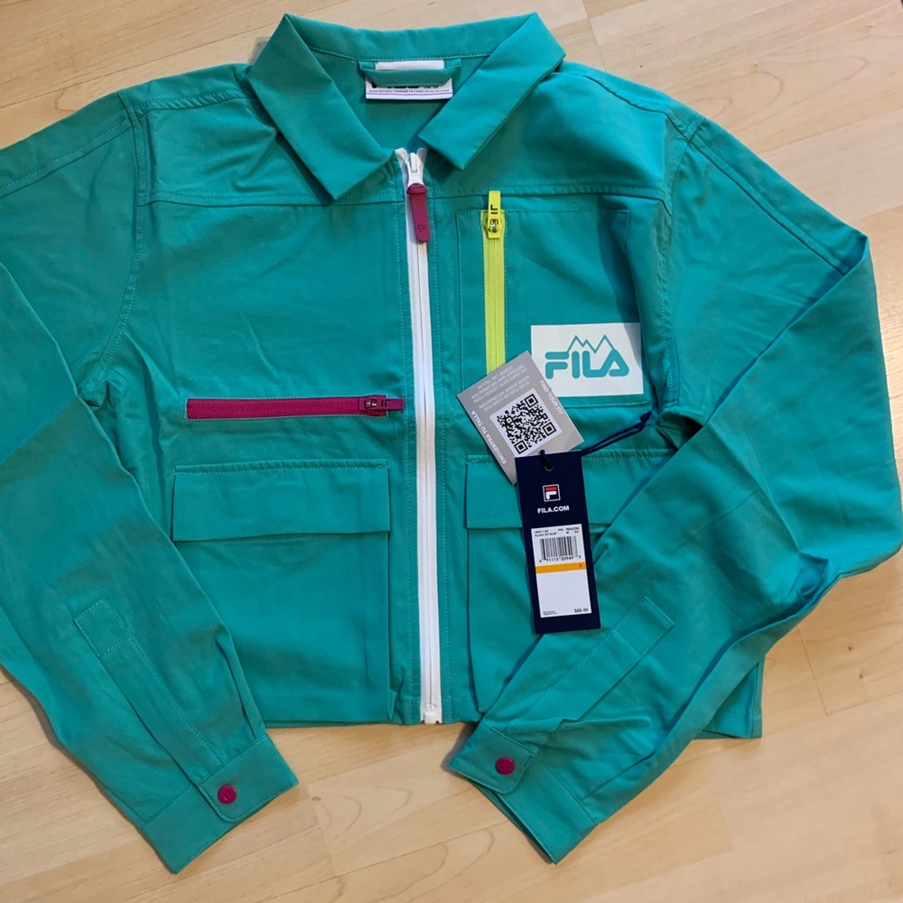 2021 Fila blue and green jacket #fila Size small NEW with tags waist jacket ltwt